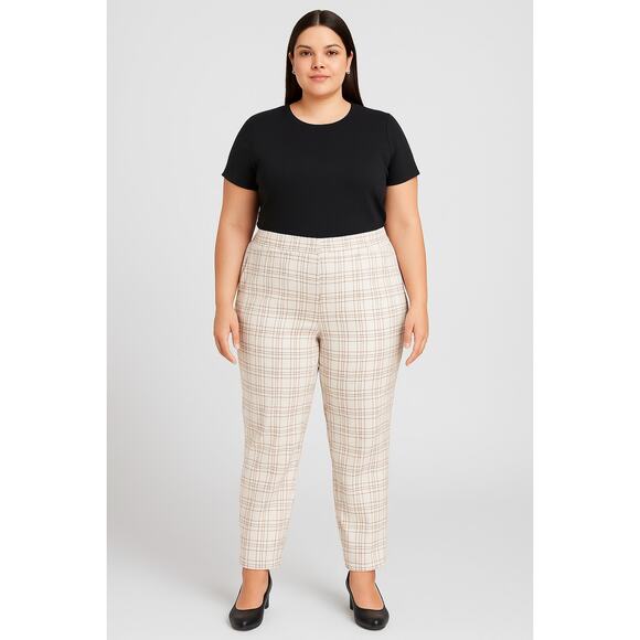 Tommy Hilfiger Pants - New Tommy Hilfiger Women’s Plaid Ankle Pants Size 12 Beige Check Stretch